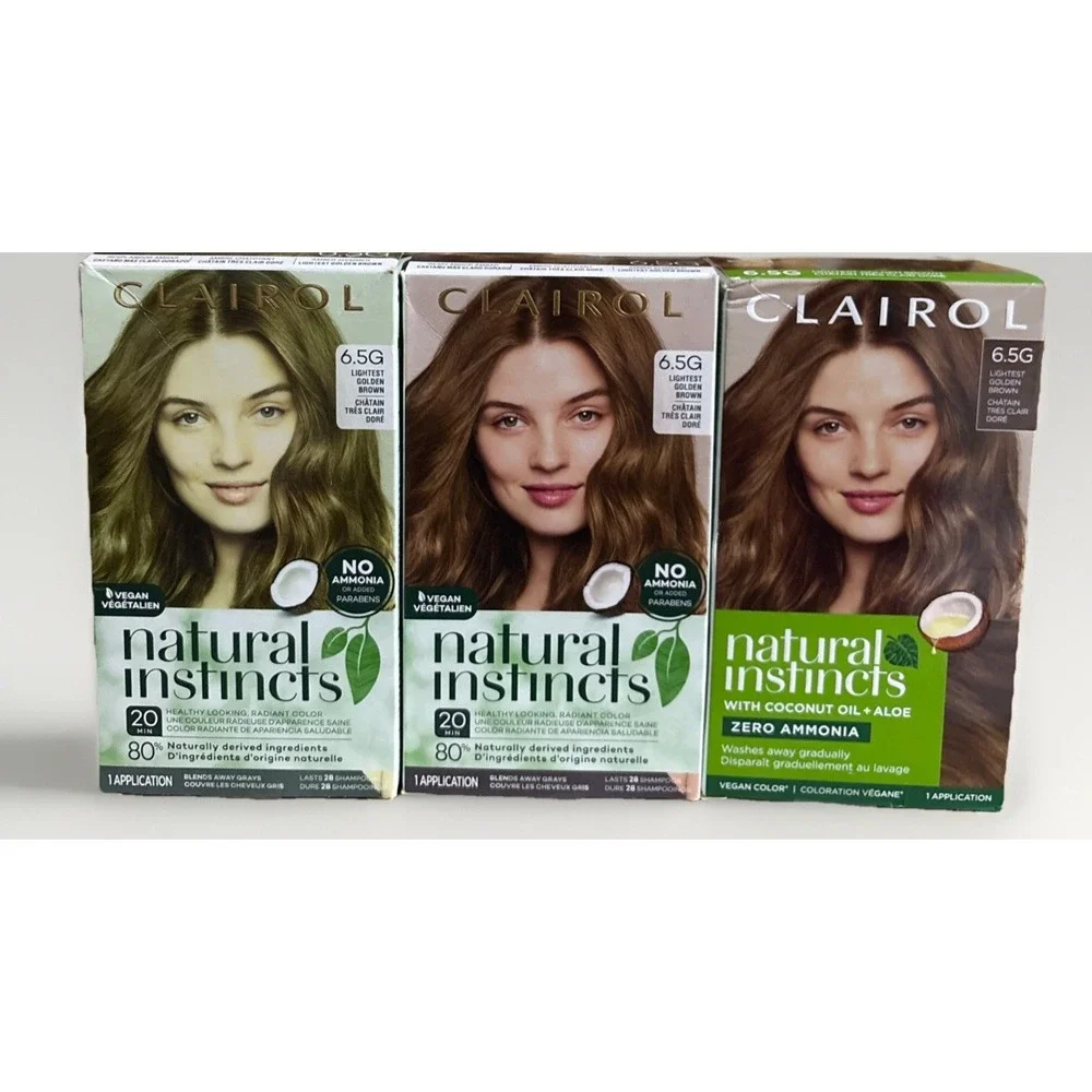 Clairol Natural Instincts Demi-Permanent 6.5G Lightest Golden Brown 3 Pack